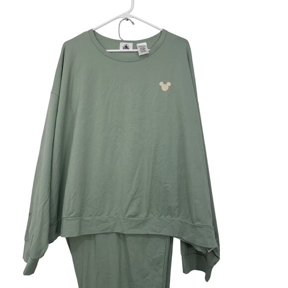 Disney Sage Green Loungewear Set SZ 3X With Mickey Mouse Logo Soft Comfortable - Picture 8 of 14